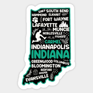 Carmel Indiana cute map Indianapolis, Fort Wayne, Evansville, Carmel, South Bend, Fishers Sticker